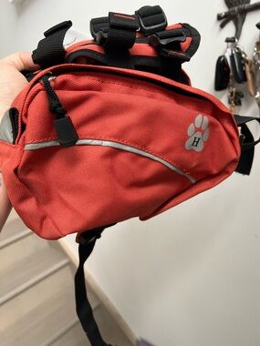 Dog back pack. One size with adjustable straps